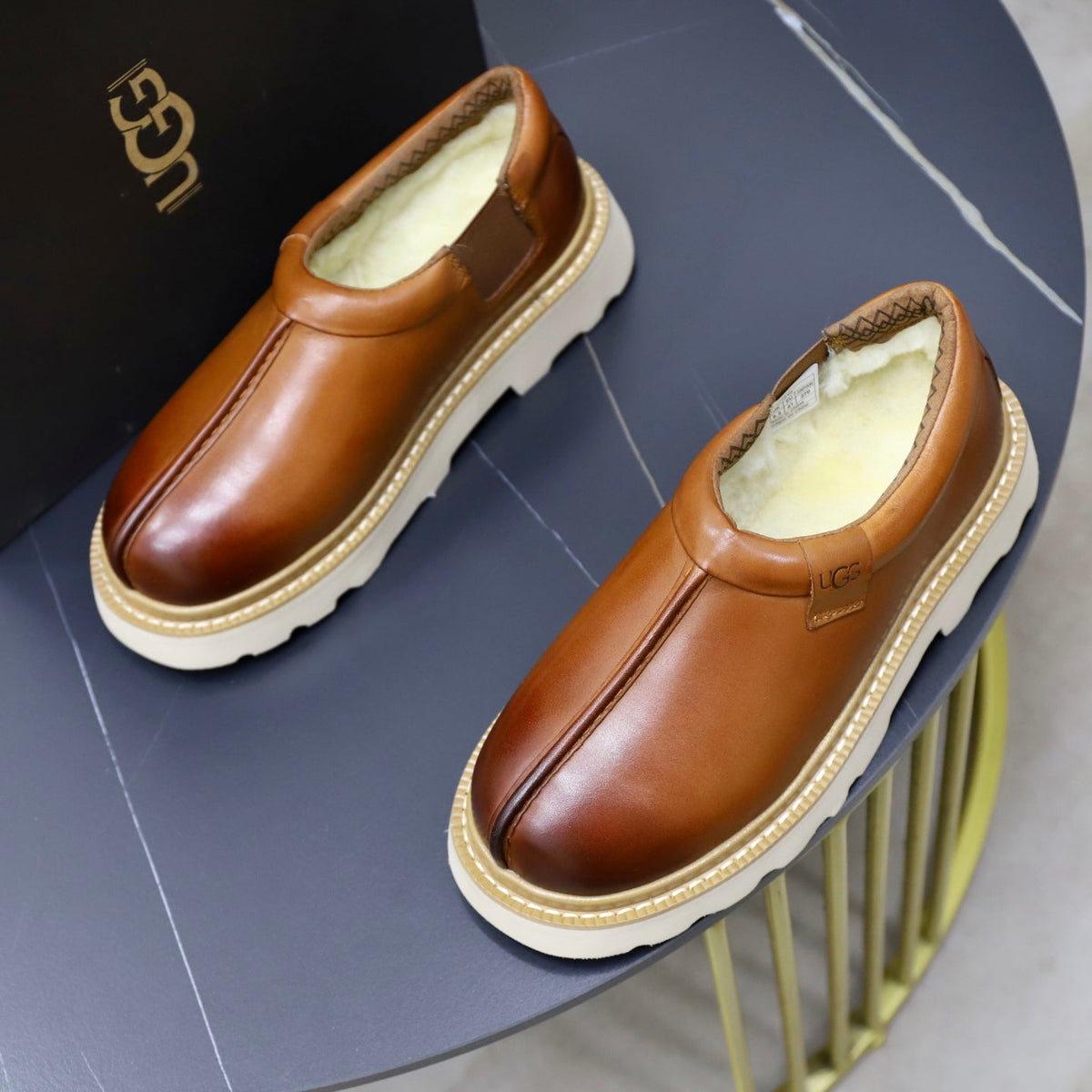 UGG Cognac Leather Slip-On Casual Shoes