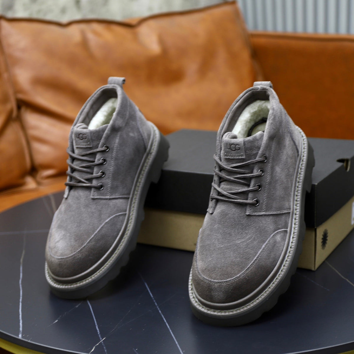 UGG Gray Suede Lace-Up Casual Shoes