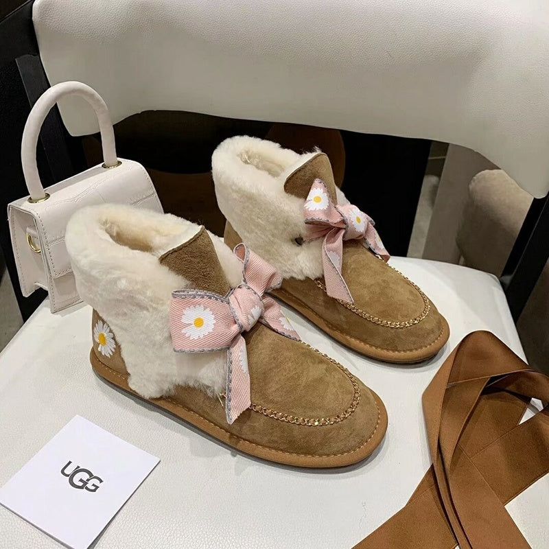 Daisy Chain Ribbon Snow Boot — Chestnut | New Arrival | In Stock