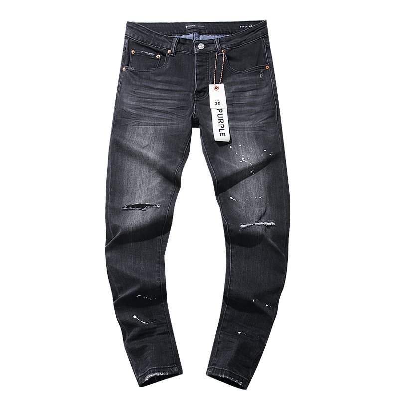 Purple Brand Black Distressed Paint-Splatter Jeans