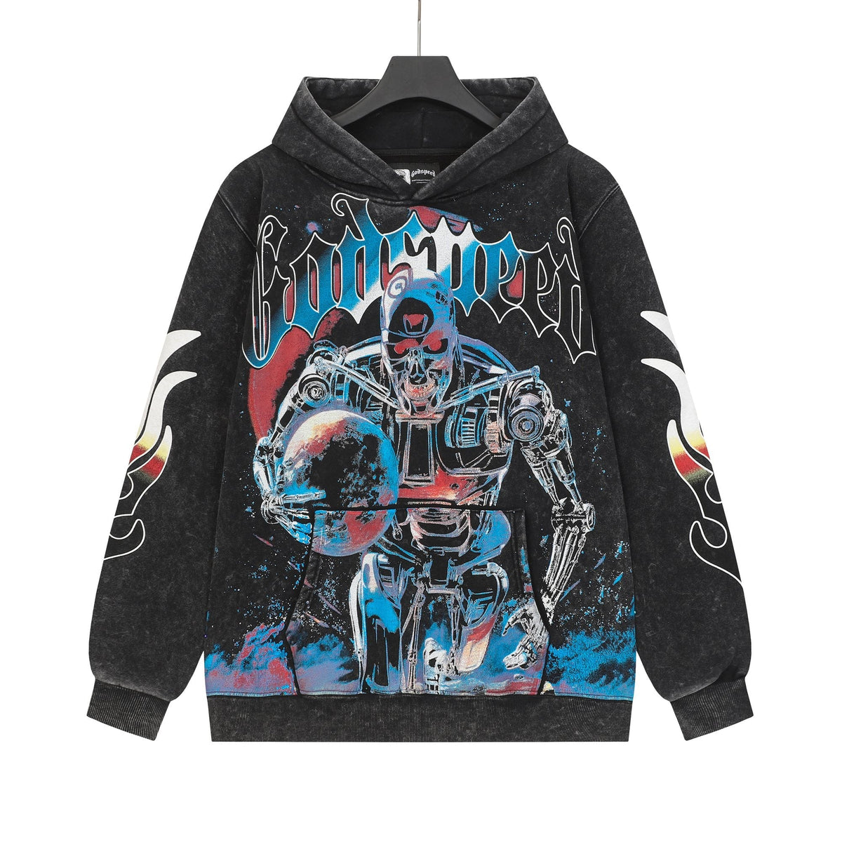 Godspeed Acid-Wash Graphic Pullover Hoodie