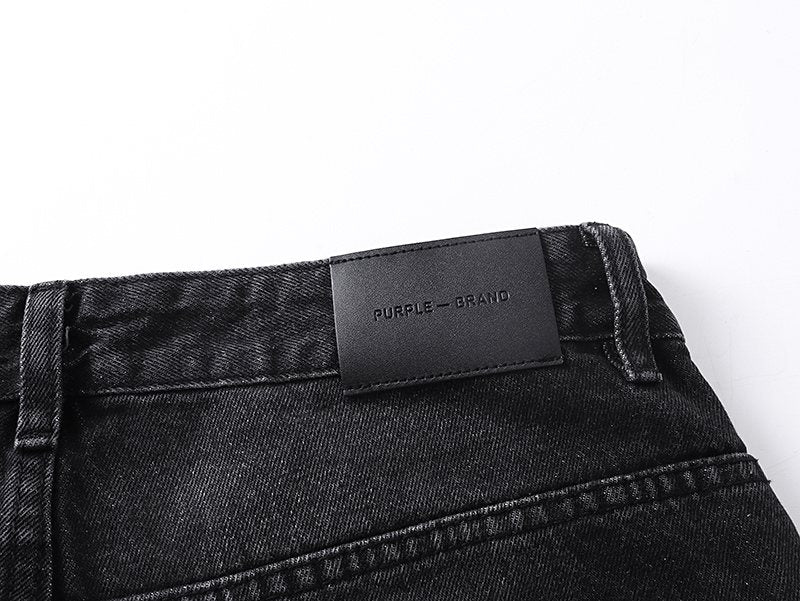 Purple Brand Black Distressed Straight-Leg Jeans