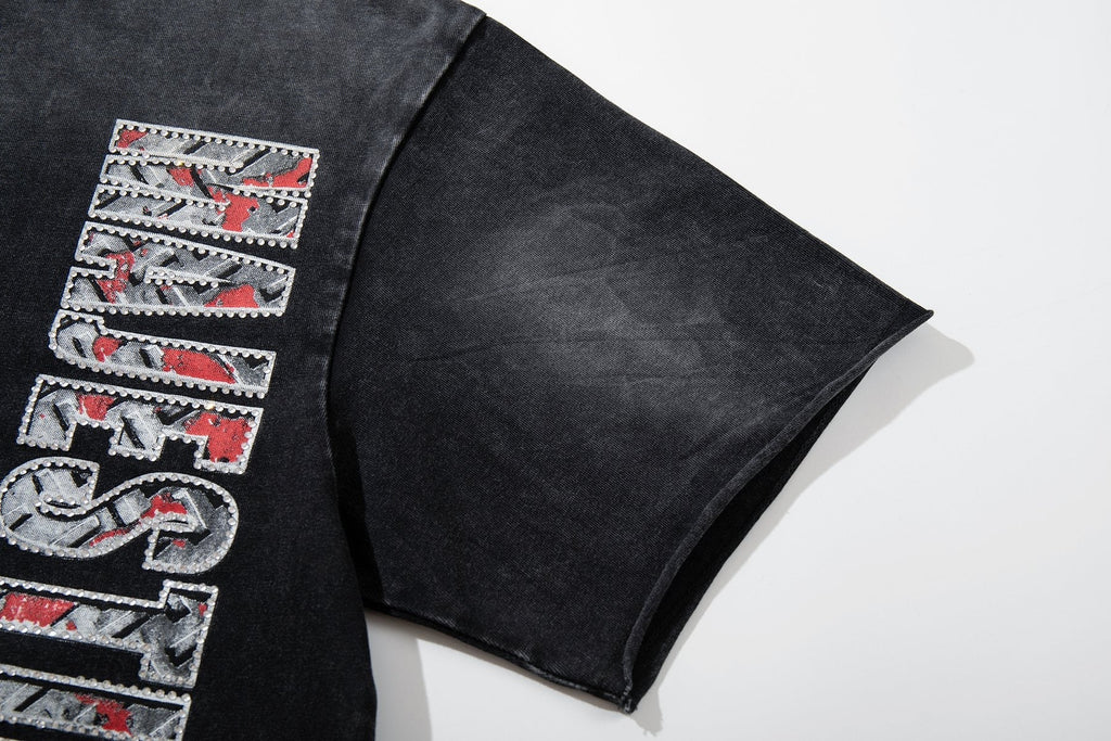MAJESTIK Washed Black Graphic T-Shirt
