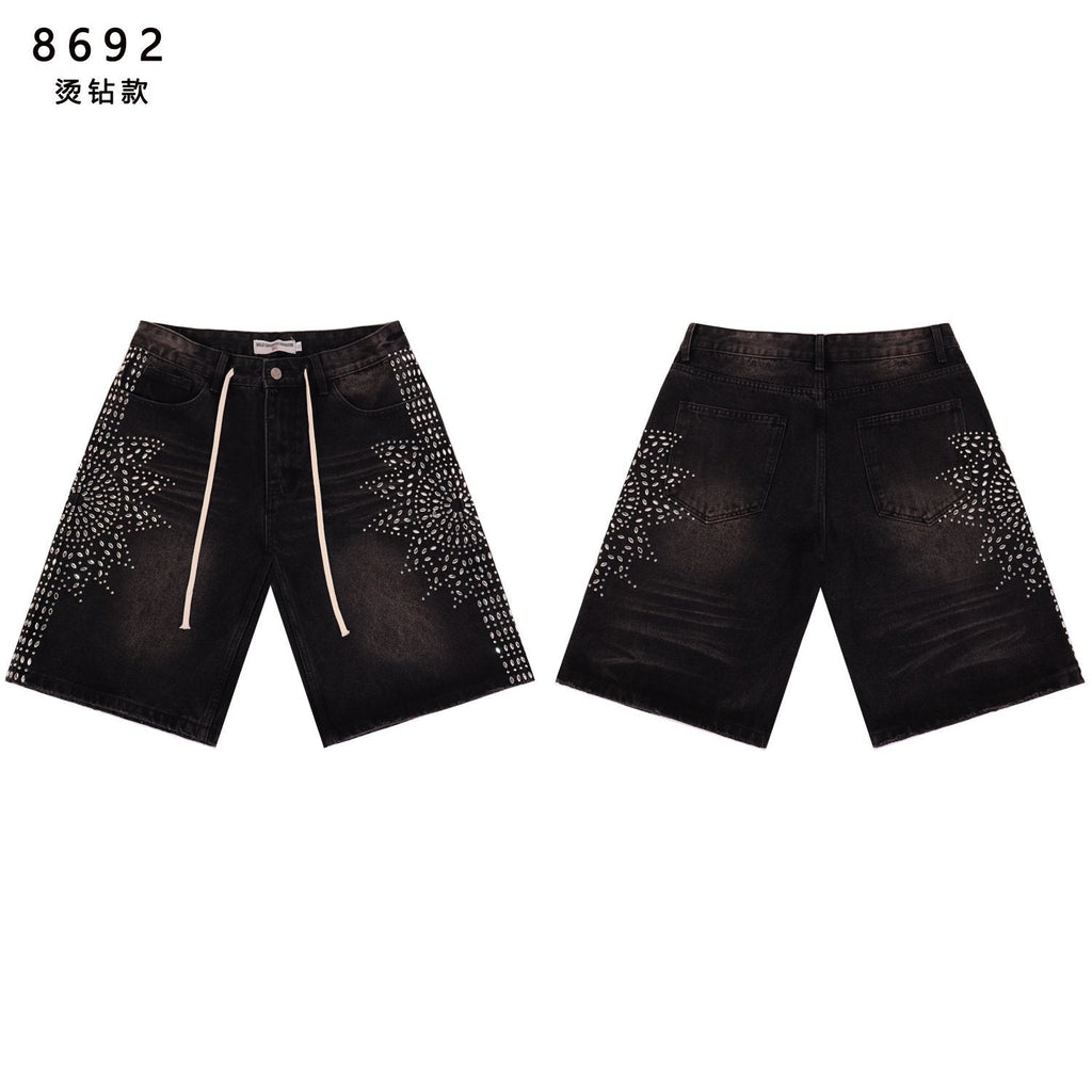 VALE SPORTS DIVISION Rhinestone Starburst Denim Shorts