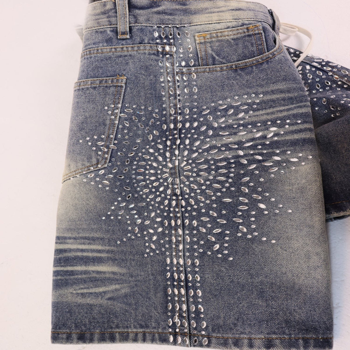 VALE SPORTS DIVISION Rhinestone Starburst Denim Shorts