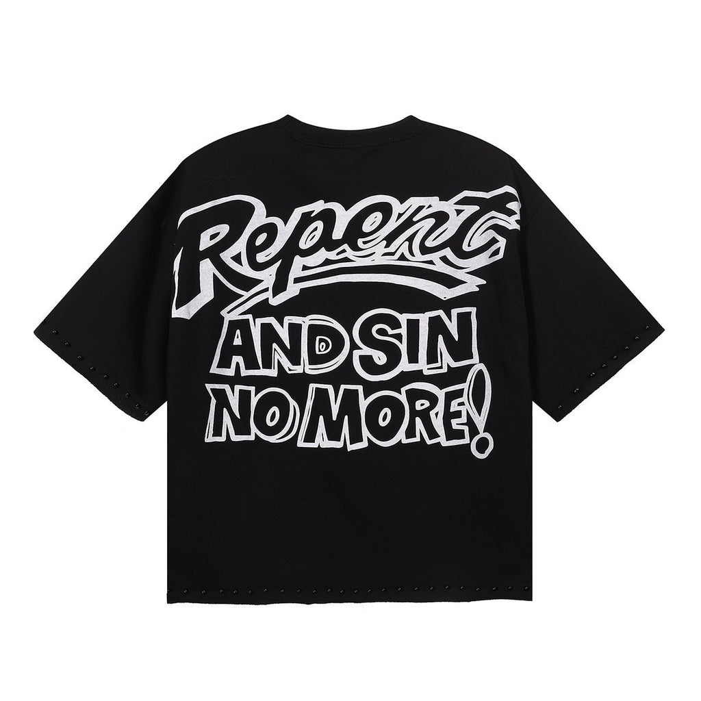 BKYS Revival Repent Skull Rhinestone Cropped T-Shirt
