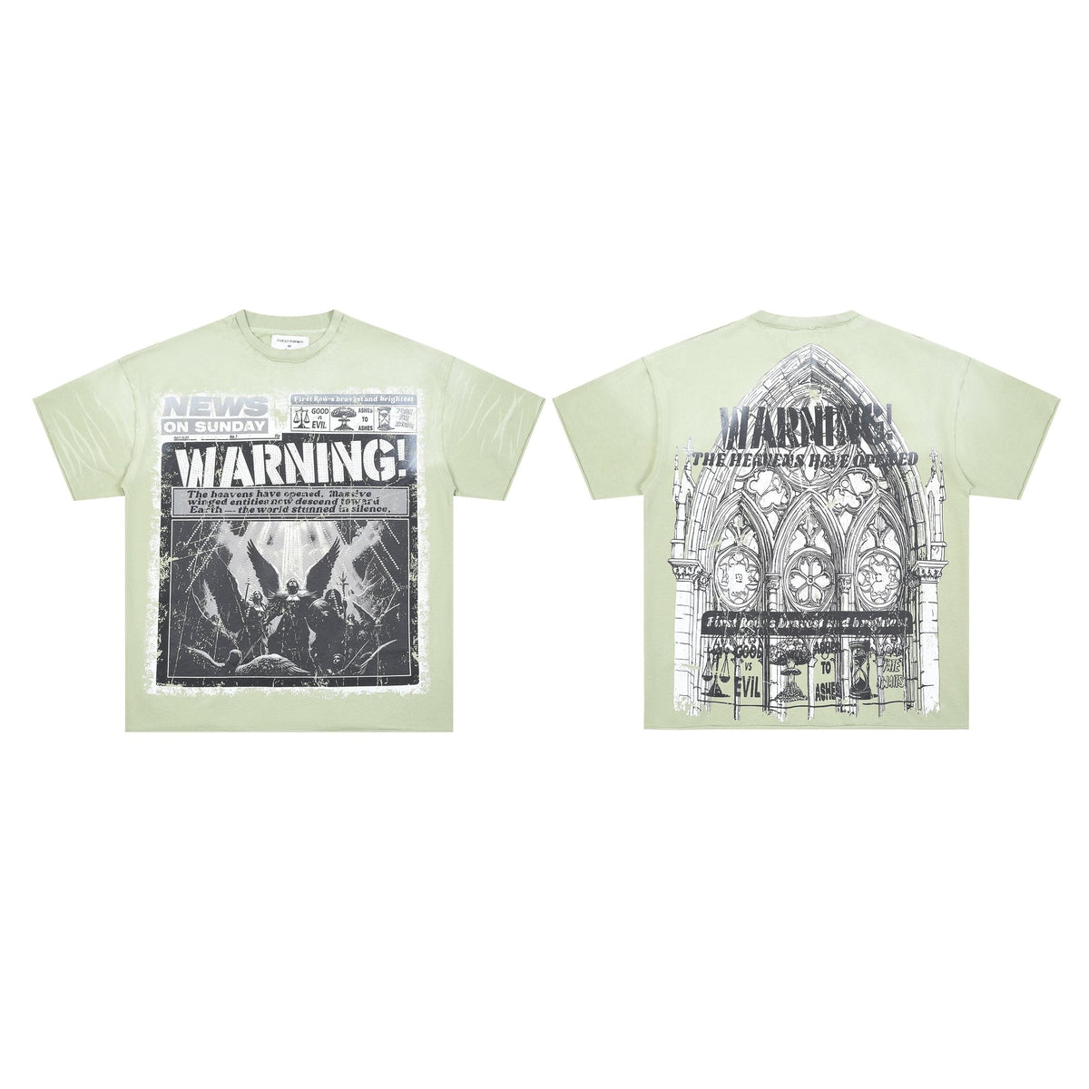 FIRST ROW Breaking News Warning From Heaven Cropped T-Shirt