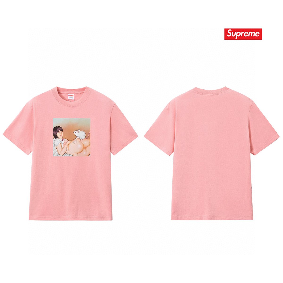 Supreme Anime-Style Graphic Short-Sleeve T-Shirt