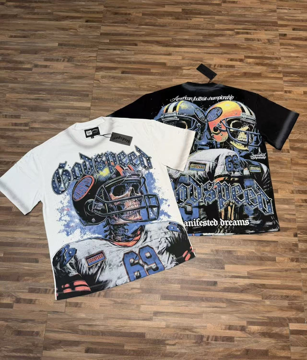Godspeed Football Skull Graphic T-Shirt