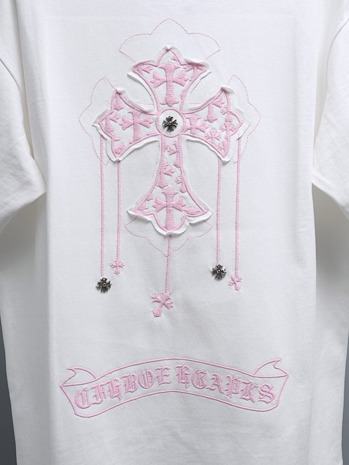Chrome Hearts Pink Cross Graphic T-Shirt