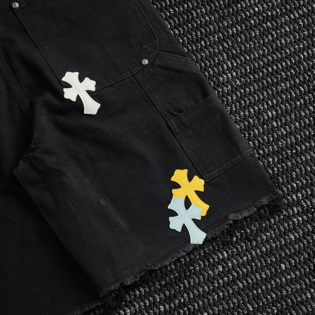 Chrome Hearts Cross Applique Black Denim Shorts