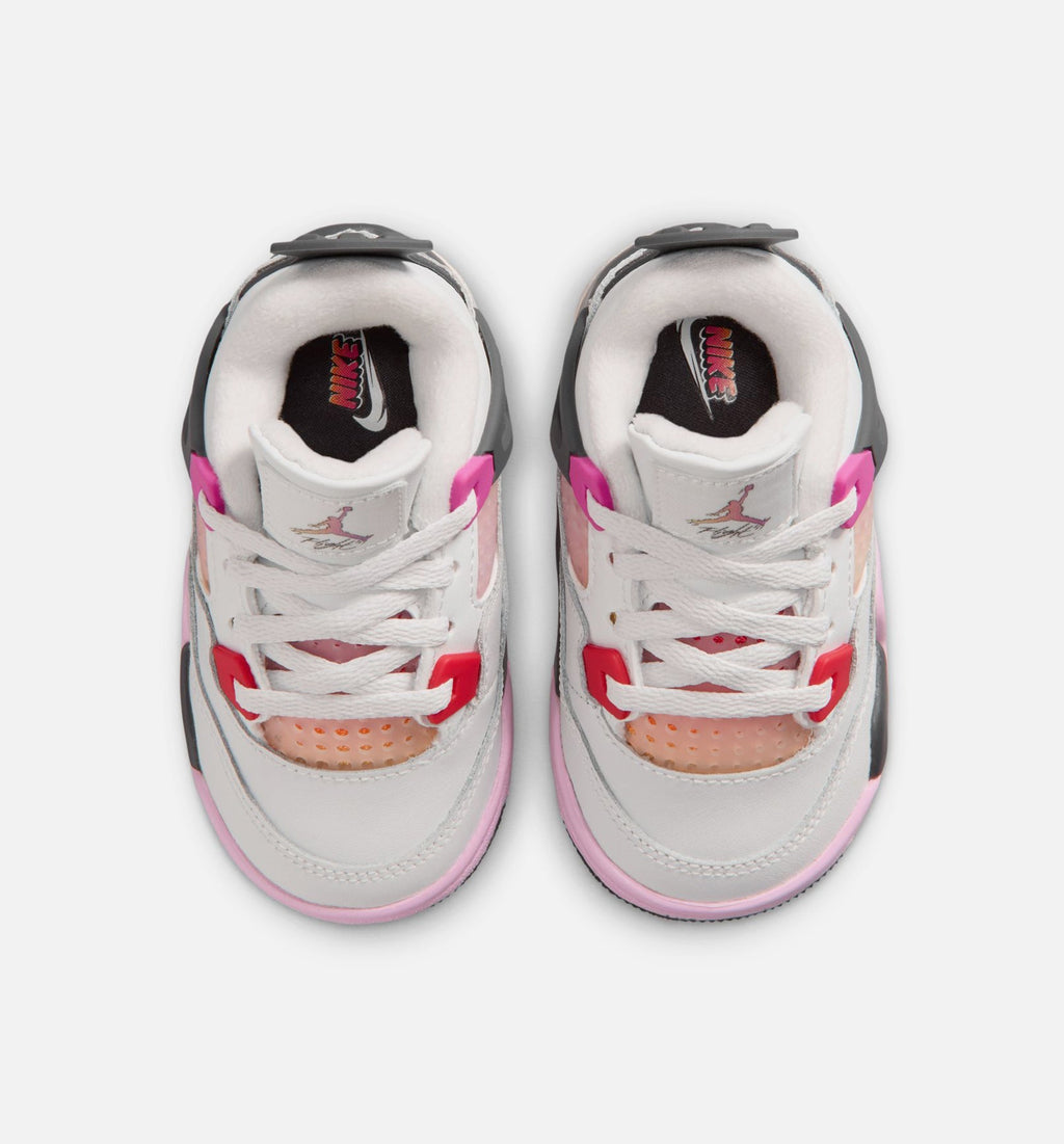Air Jordan 4 Retro 'Comic' - Infant/Toddler Lifestyle Sneaker (Off White/Fire Pink/Anthracite)