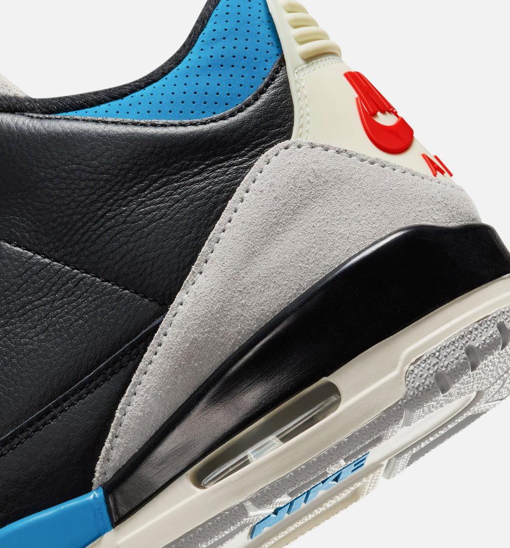 Air Jordan 3 Retro OG Rare Air Men's Shoes - Black Chile Red Neutral Grey