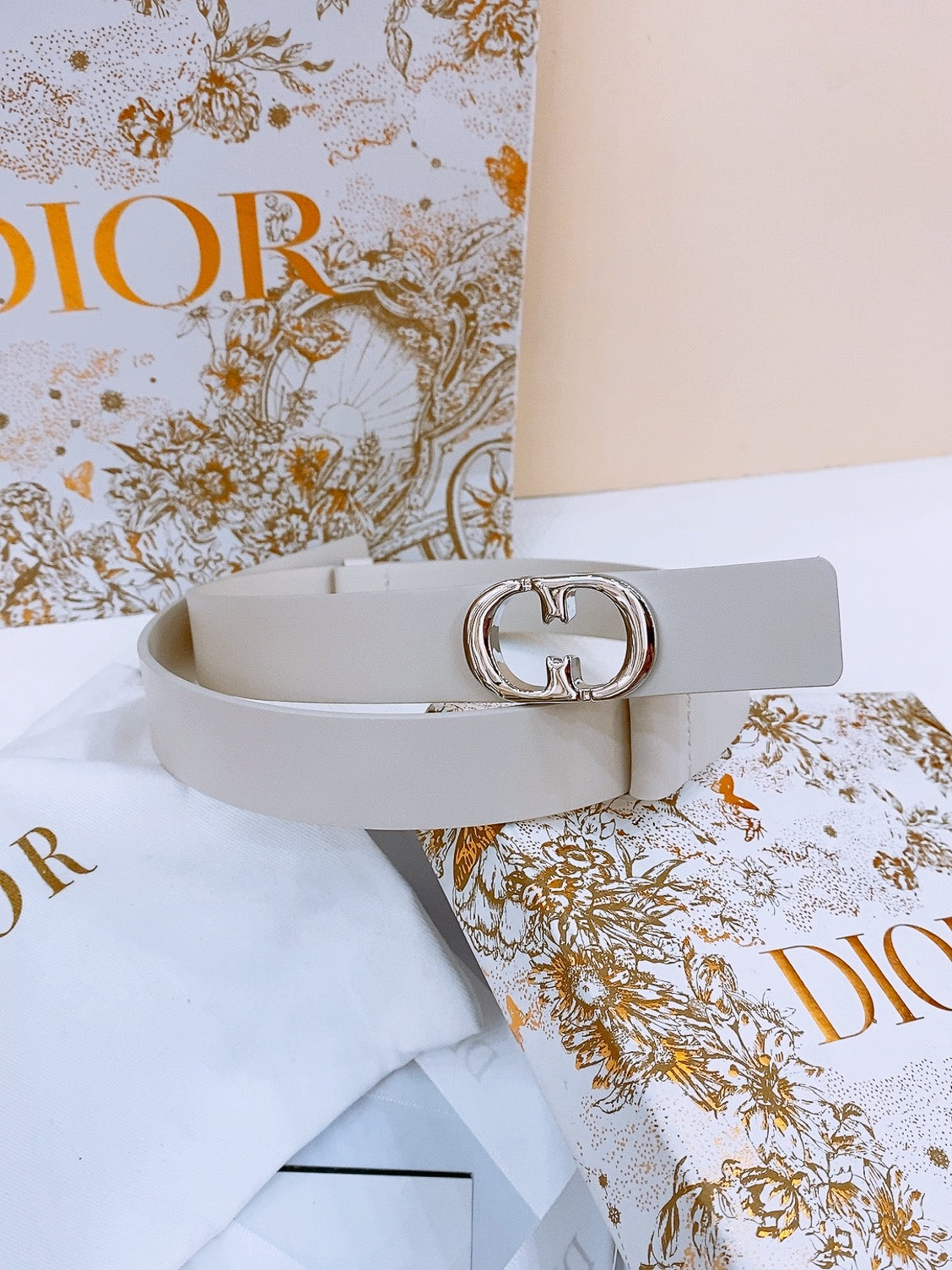 DIOR 25S BELT 25 MM IN WHITE CALFSKIN 561820