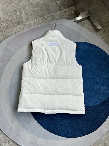 Canada Goose White Stand-Collar Puffer Vest with Patch Pockets