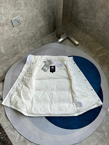Canada Goose White Stand-Collar Puffer Vest with Patch Pockets