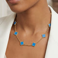 Van Cleef & Arpels Vintage Alhambra Blue Agate 10 Motifs Necklace
