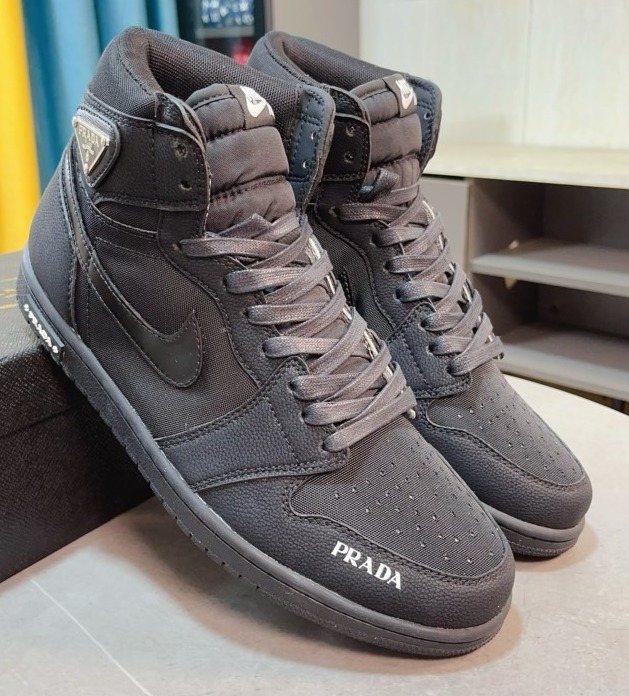 Prada Dark Charcoal High-Top Sneakers