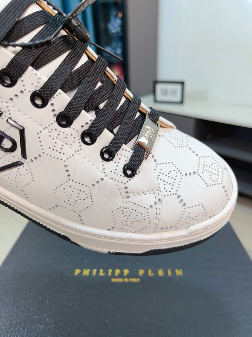 Philipp Plein White Black Accent Sneakers