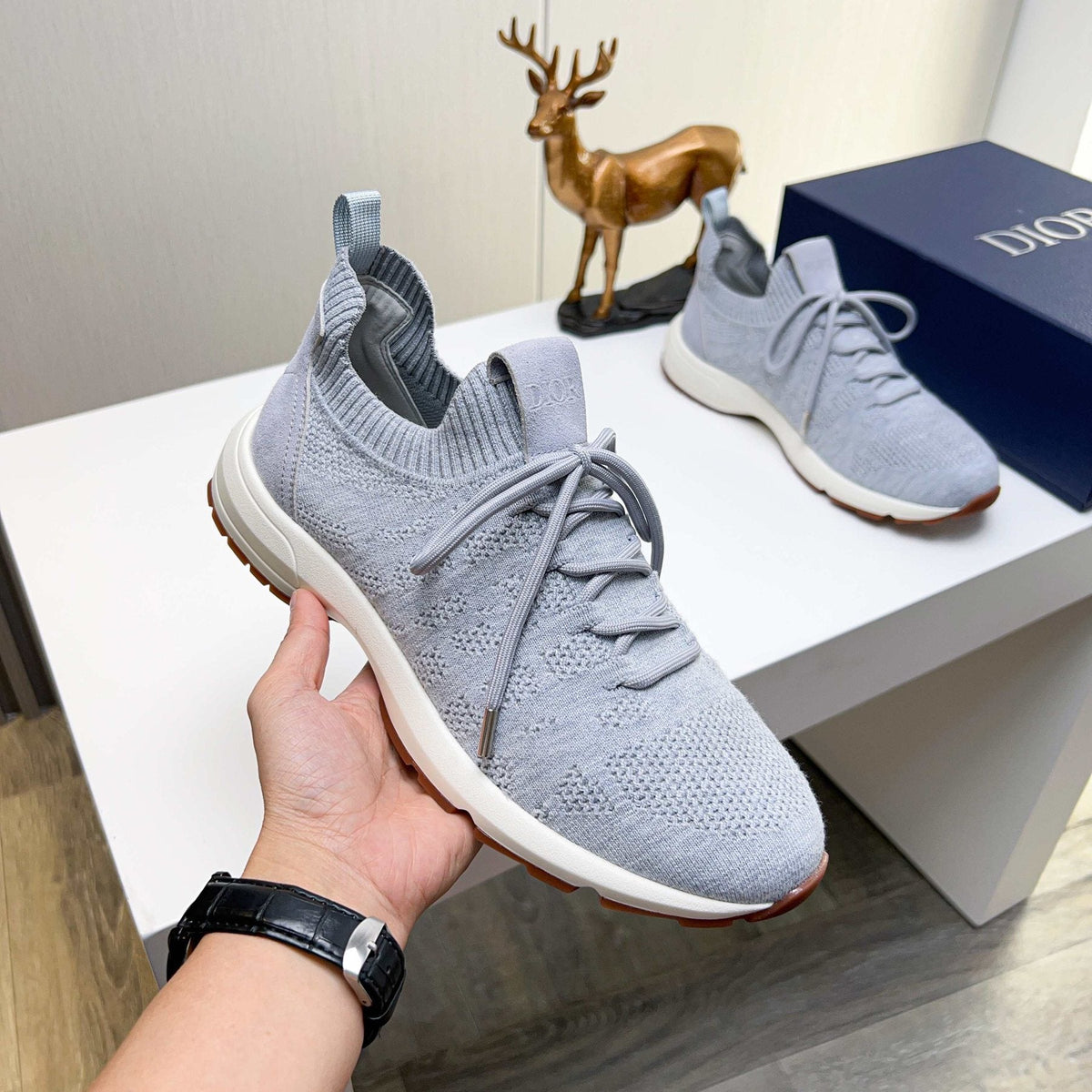 Dior B80 Lounge Knit Sneakers - Light Gray