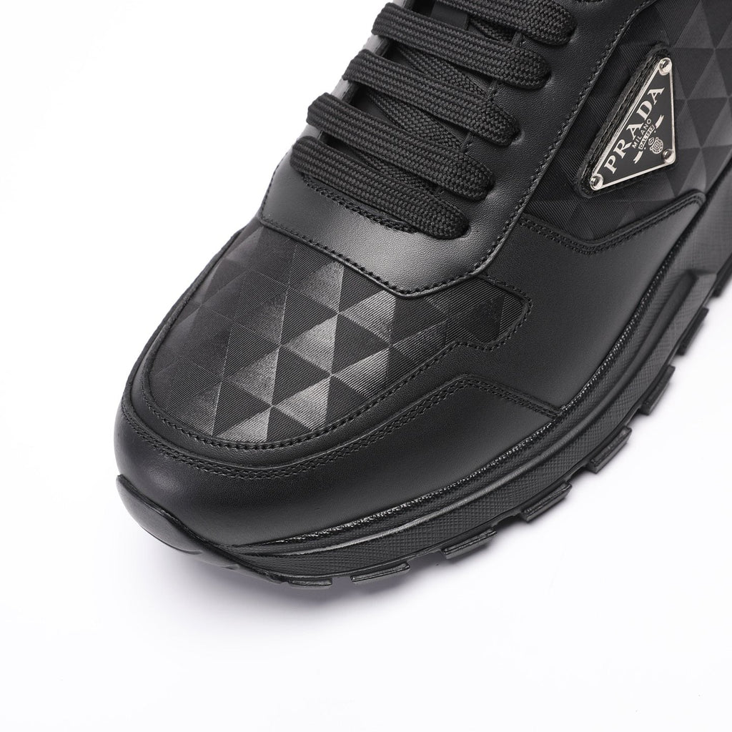 Prada Men's Black Triangle-Plaque Sneakers