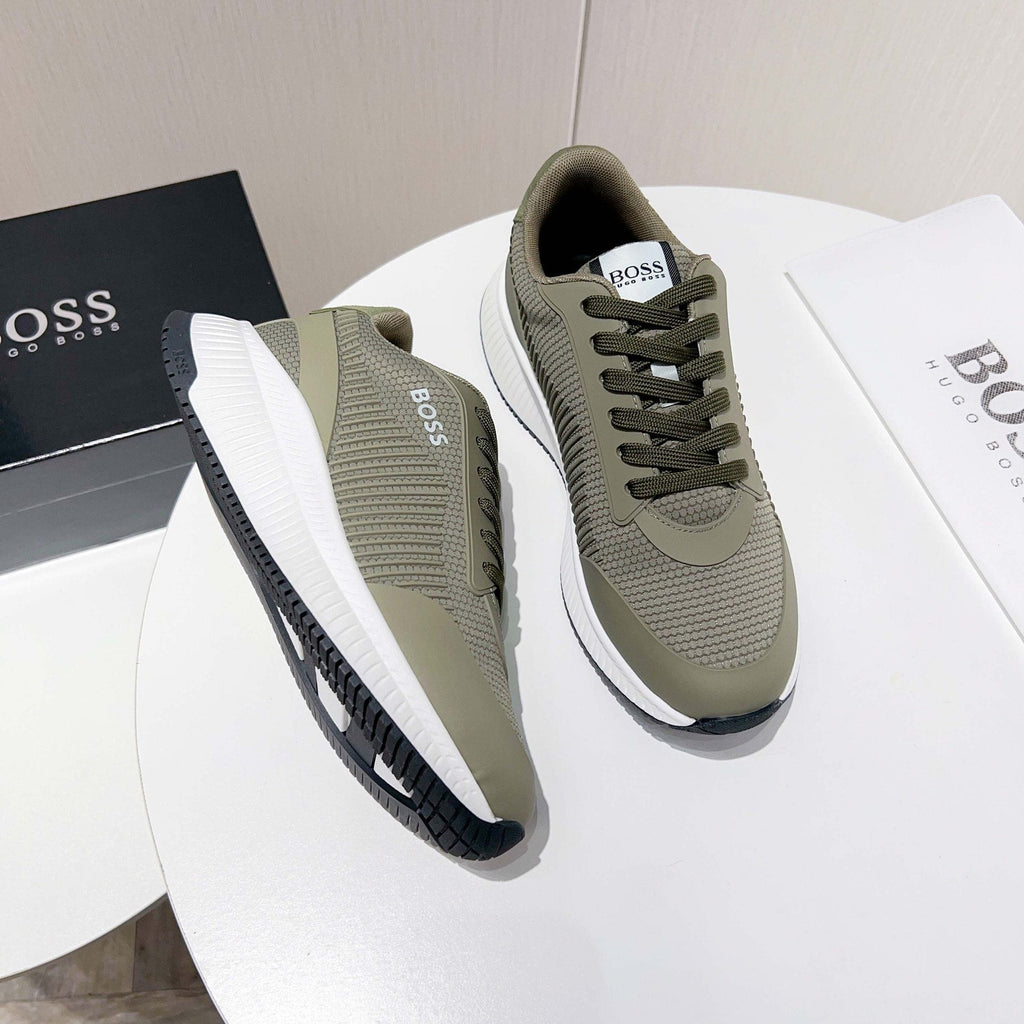 BOSS Knit Lace-Up Sneakers - Rubber Outsole