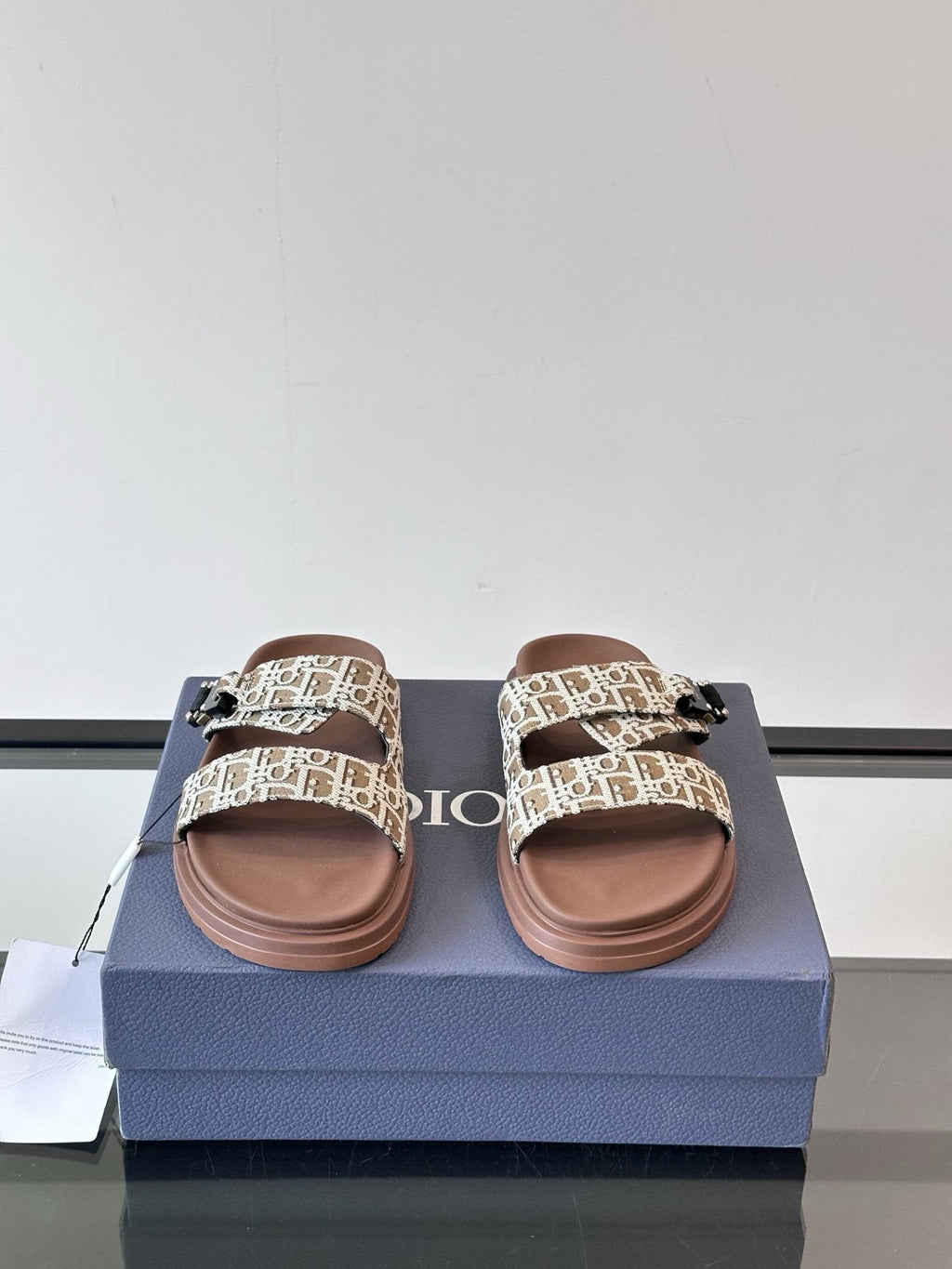 Dior Men's Patterned Strap Slide Sandals - Open-Toe Slip-On Design