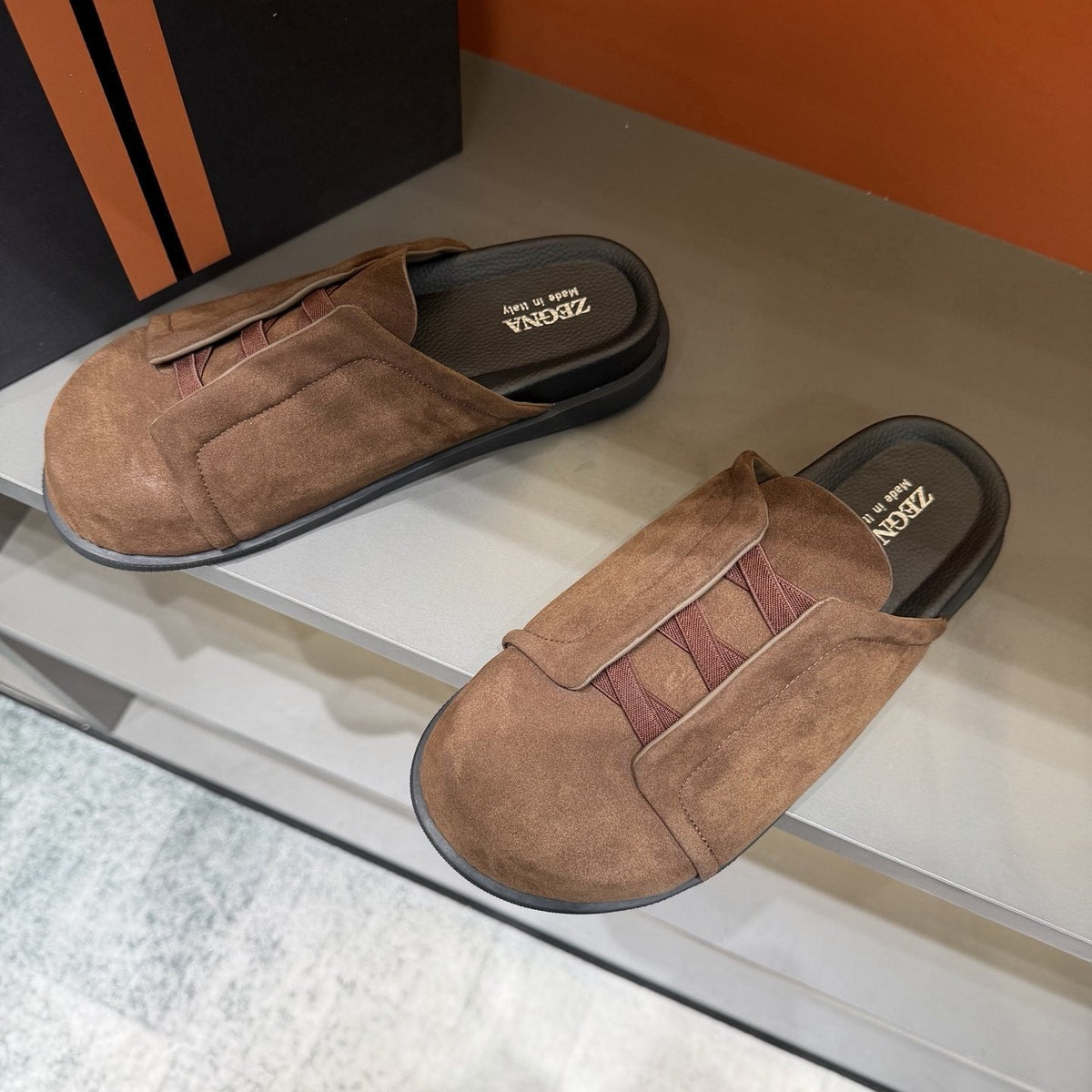 Zegna Men's Cutout Slide Sandals