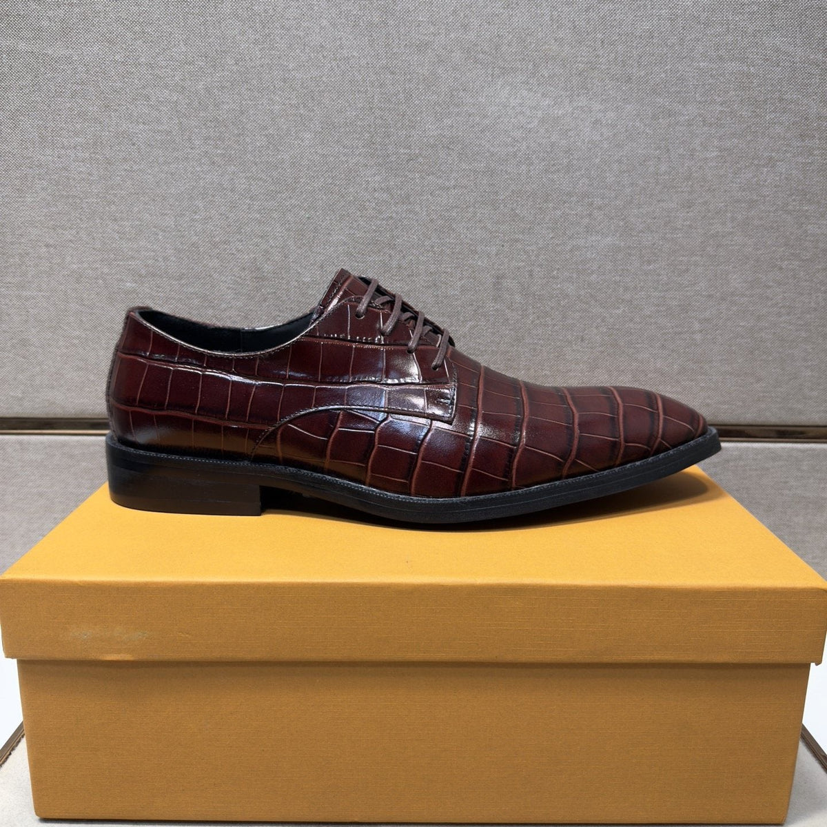 Louis Vuitton Men's Crocodile-Embossed Lace-Up Dress Shoes