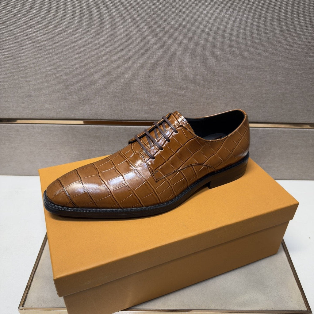 Louis Vuitton Men's Crocodile-Embossed Lace-Up Dress Shoes