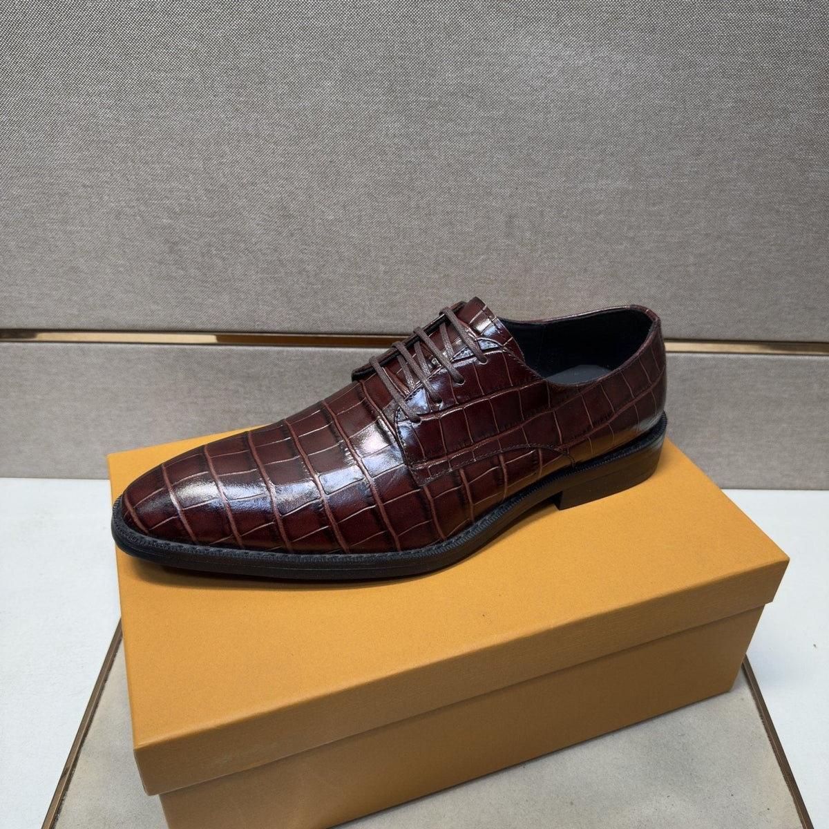 Louis Vuitton Men's Crocodile-Embossed Lace-Up Dress Shoes