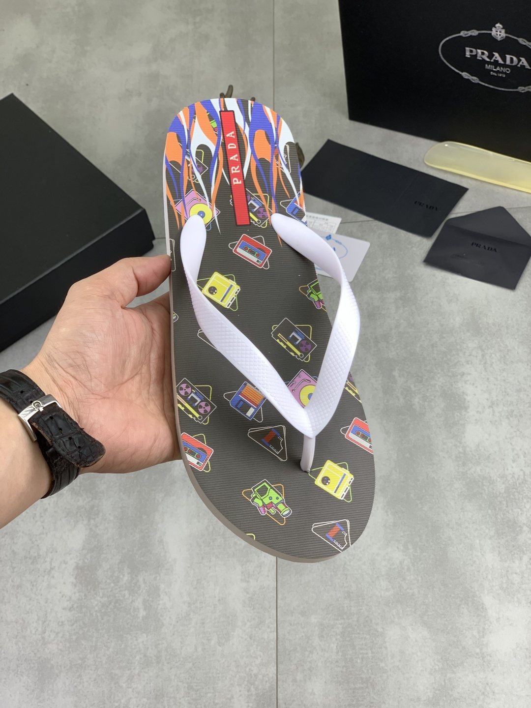 Prada Multicolor Print Flip-Flops