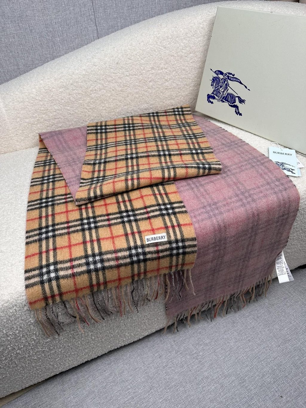 Burberry Reversible Fringed Plaid Scarf