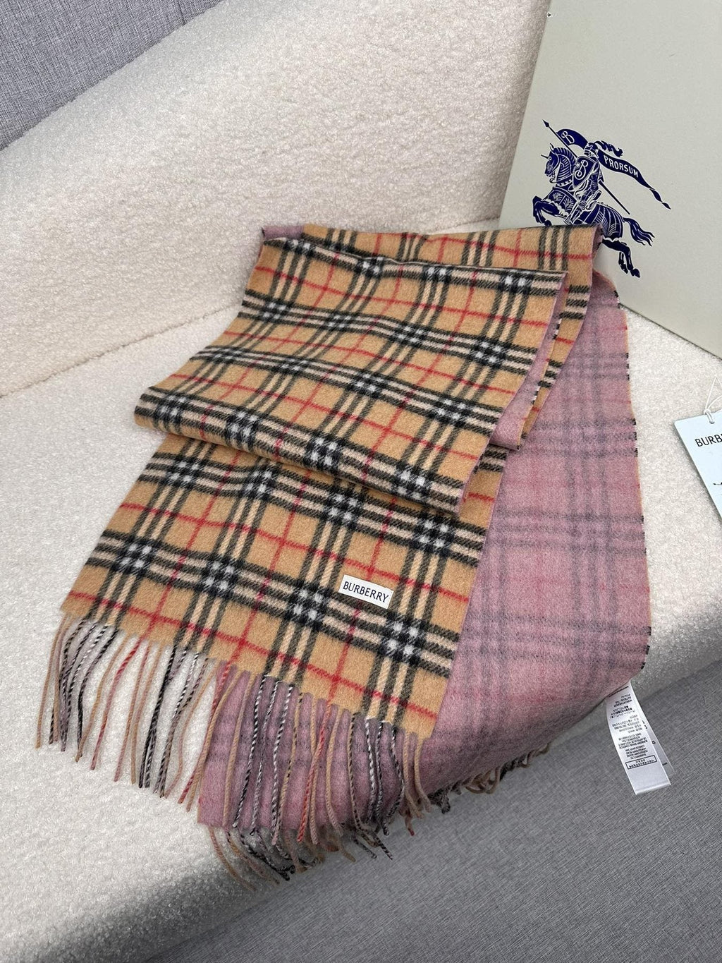 Burberry Reversible Fringed Plaid Scarf