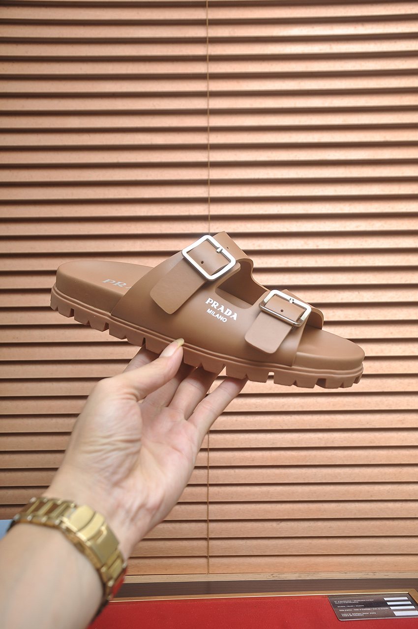 Prada Double-Buckle Slide Sandals
