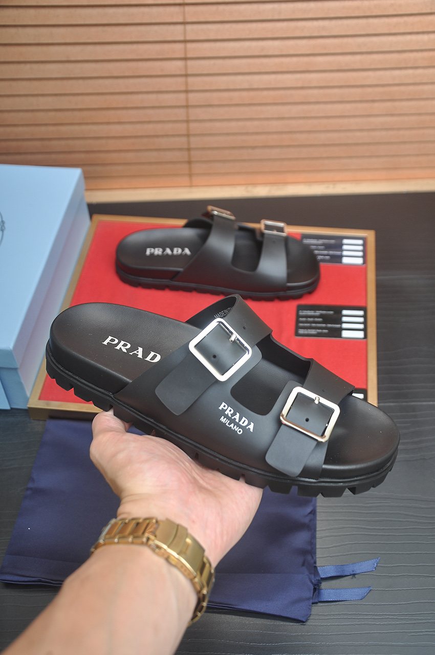 Prada Double-Buckle Slide Sandals