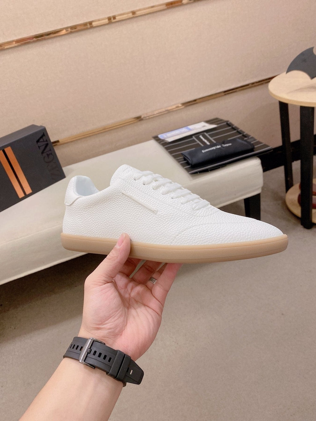 Zegna Men's Suede-Look Low-Top Sneakers