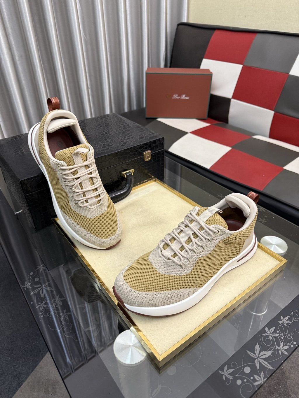 Knit Lace-Up Sneakers