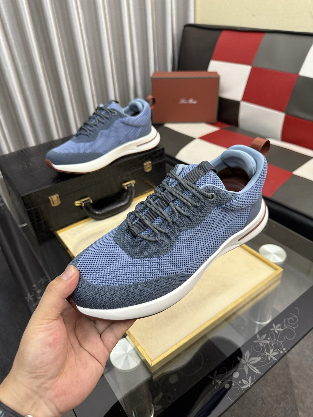 Knit Lace-Up Sneakers