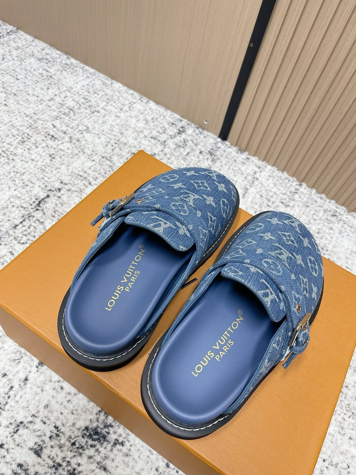 Louis Vuitton Monogram Buckle Clog Sandals