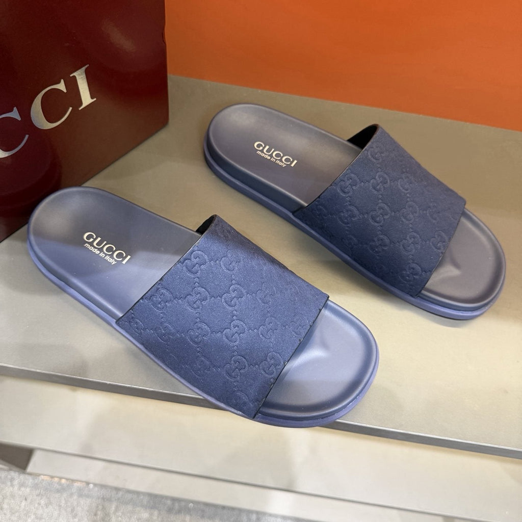 Gucci Men's Embossed Strap Slide Sandals