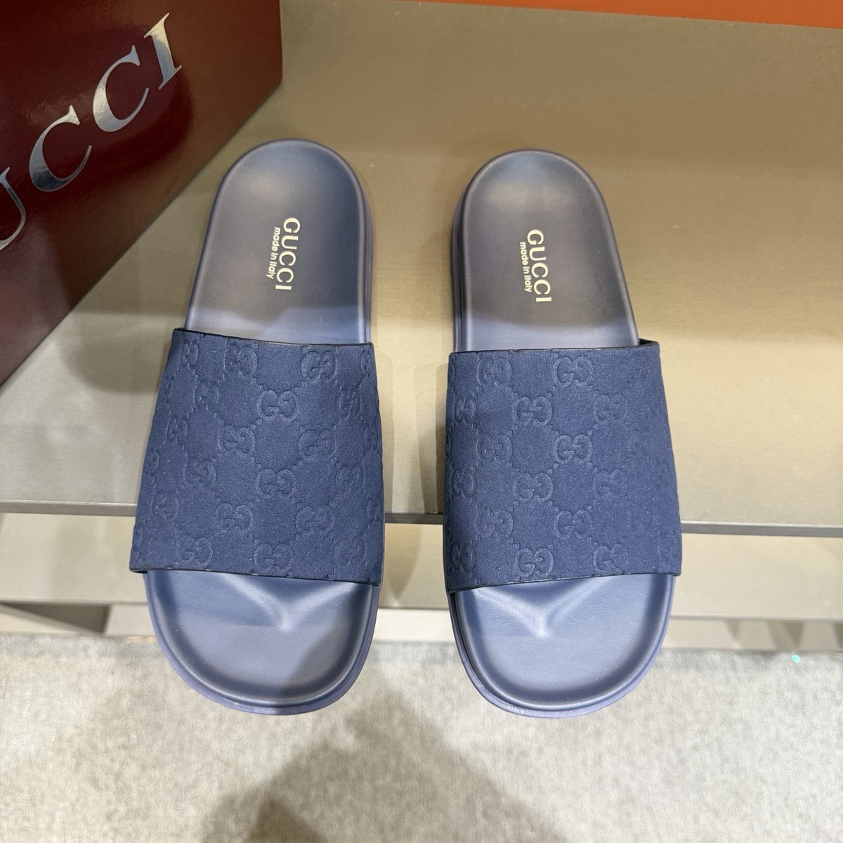 Gucci Men's Embossed Strap Slide Sandals
