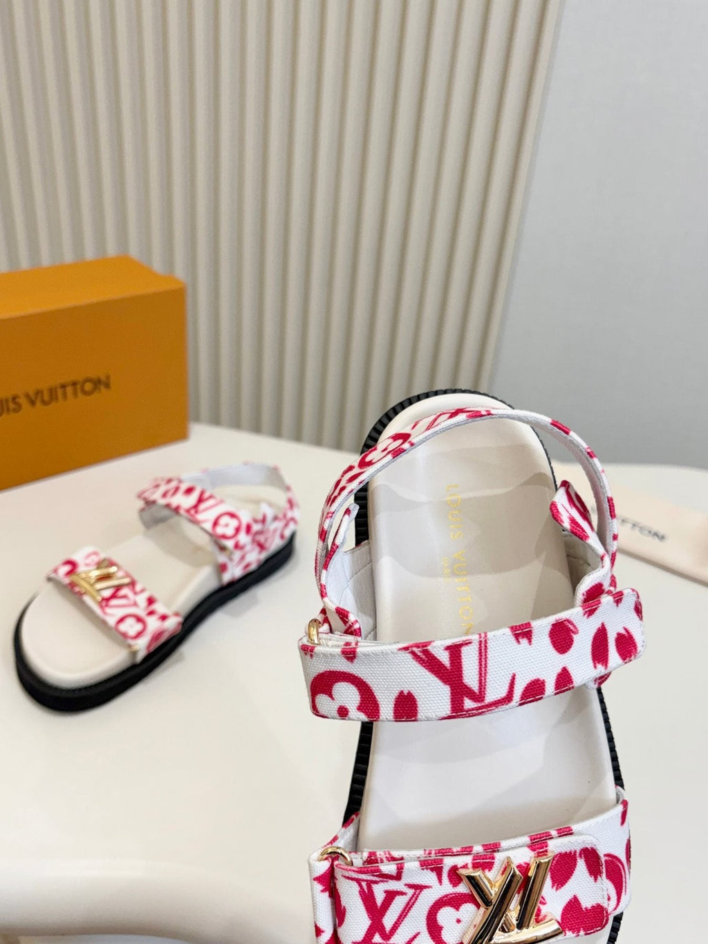 Louis Vuitton Patterned Two-Strap Slide Sandals