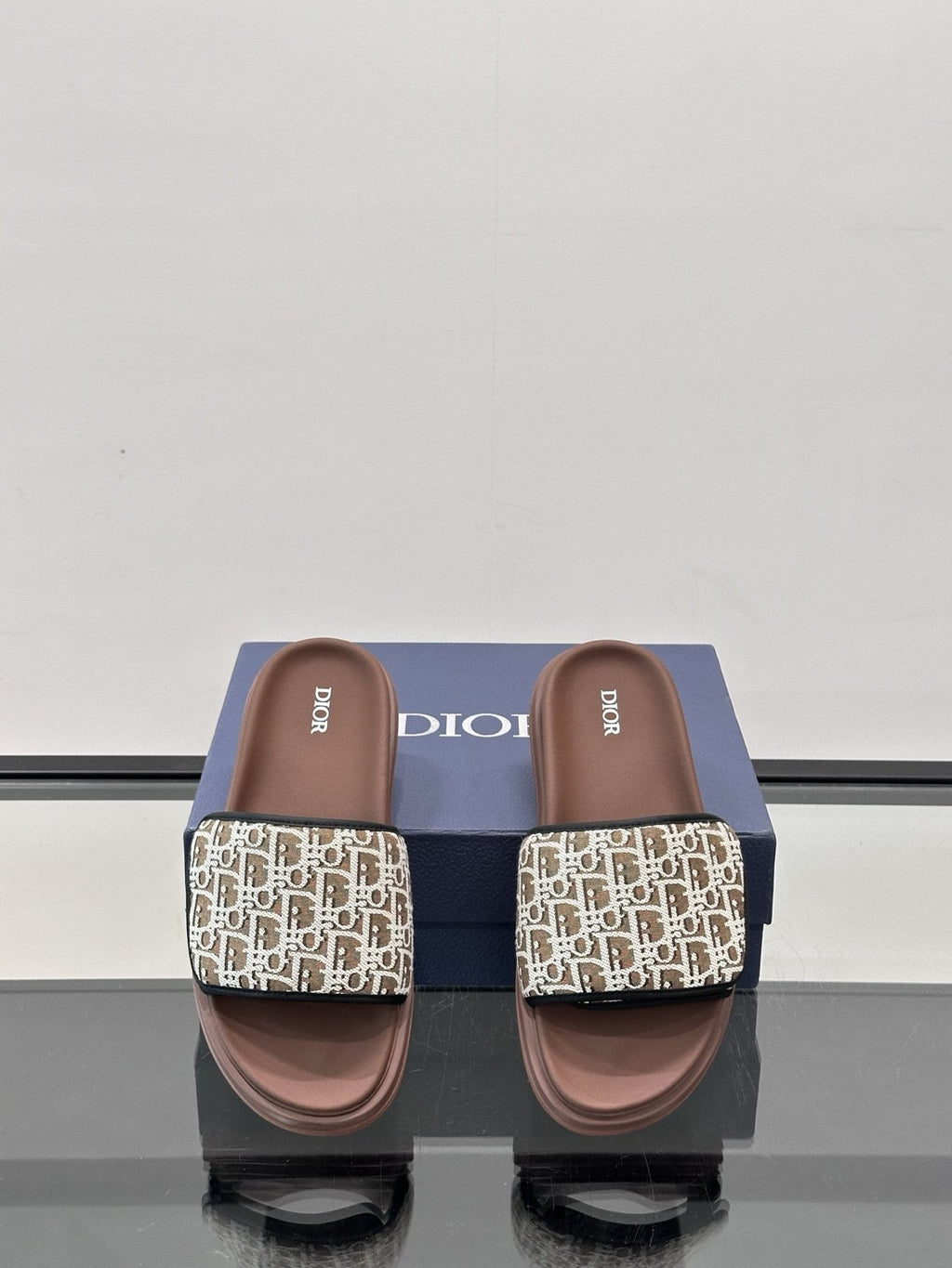 Dior Patterned Strap Slide Sandals - Open Toe And Backless Design