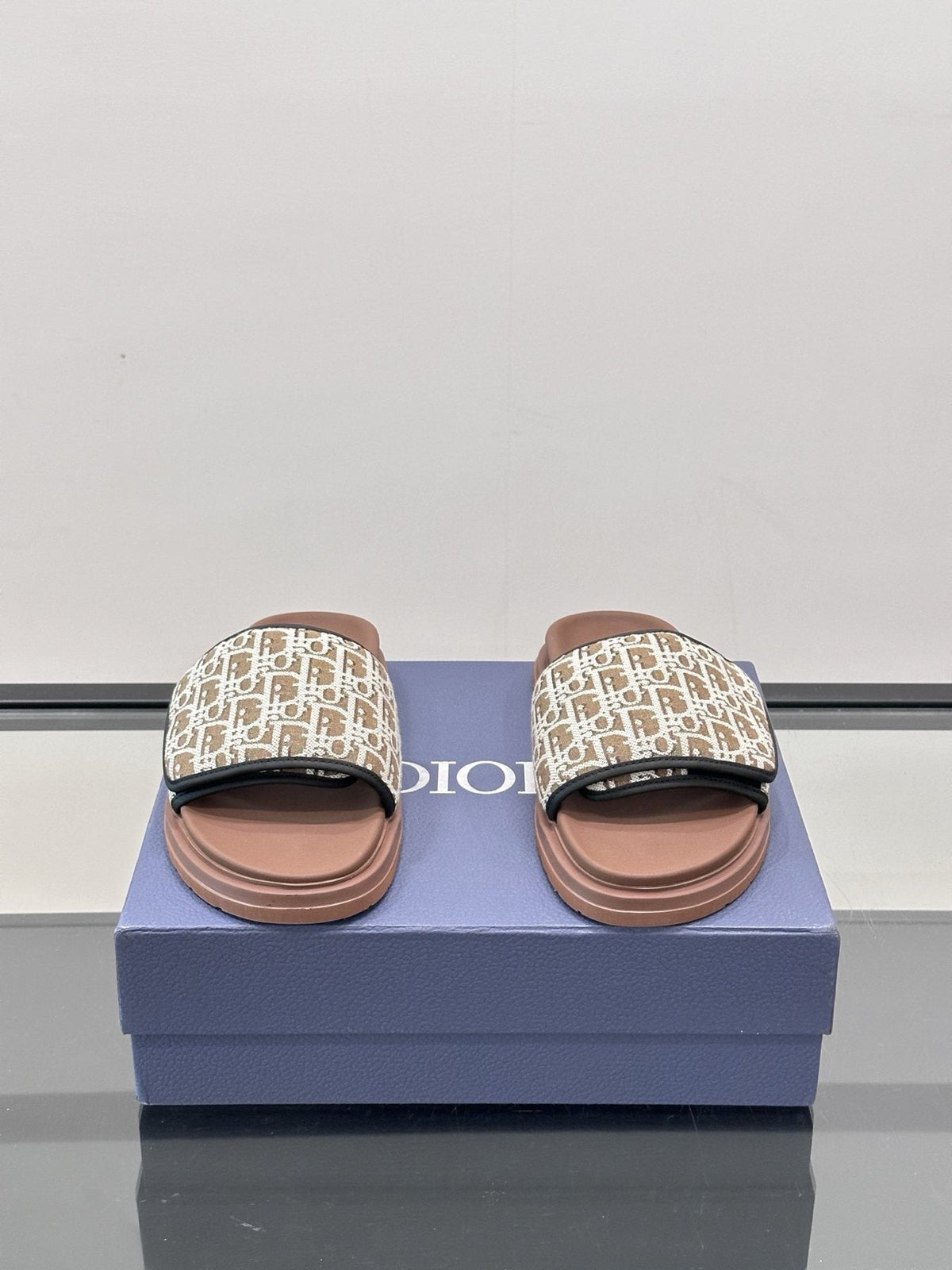 Dior Patterned Strap Slide Sandals - Open Toe And Backless Design