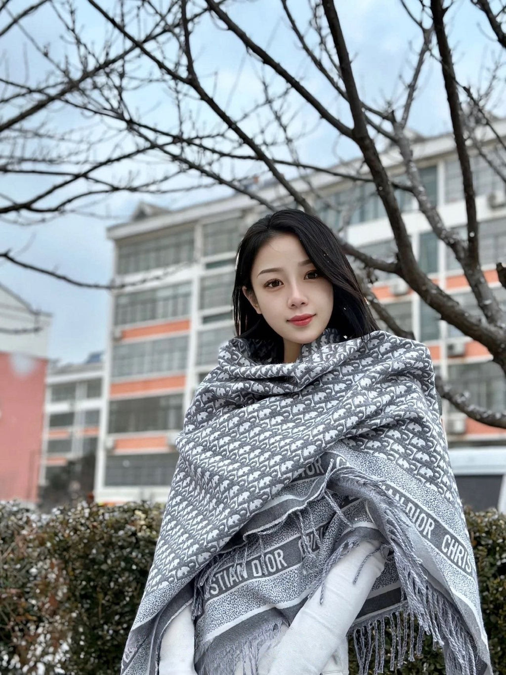 Dior Fringed Monogram Scarf