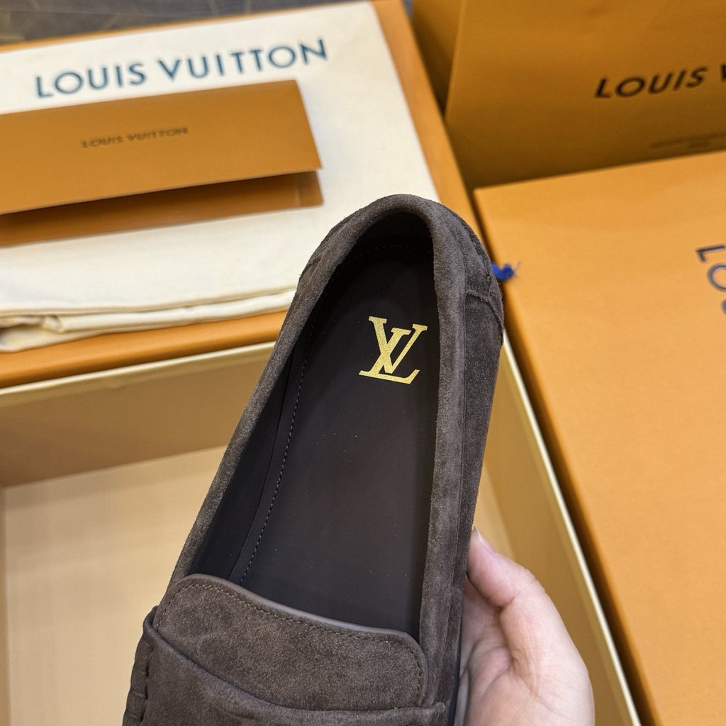 Louis Vuitton Men's Charcoal Gray Suede Loafers