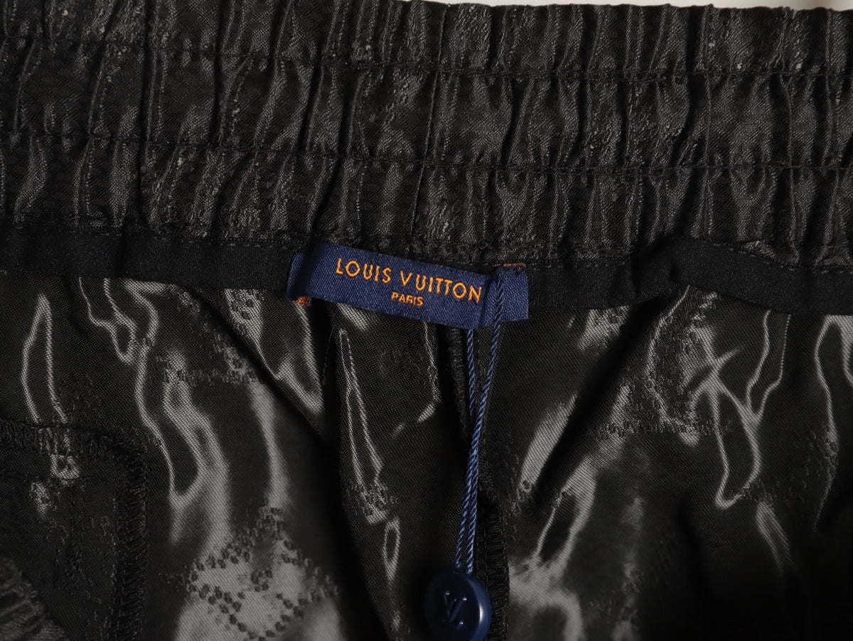 Louis Vuitton Tonal Monogram-Style Drawstring Shorts - Black